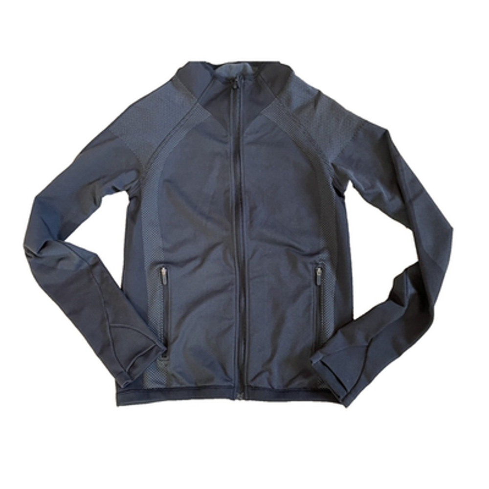 Lululemon Full Zip Black Gray Zip Pockets Cuffins Jacket Sz 6